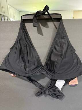 Shapermint Essentials Full Coverage Halter Bikini Top Black 2XL